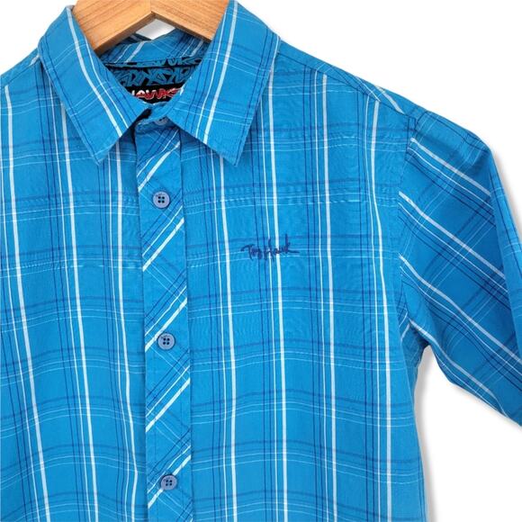 Tony Hawk Boy's Short Sleeve Plaid Button Down Shirt - Picture 4 of 9